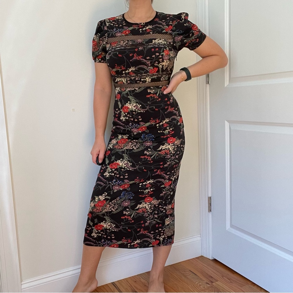 Urban Outfitters New Printed Midi Dress with Lace